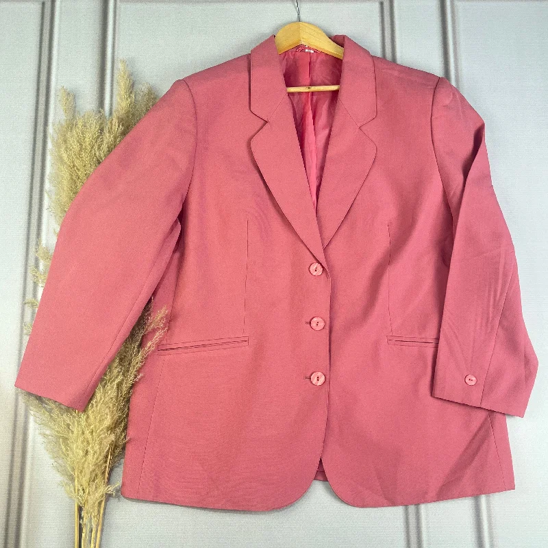 Statement Pink Pearl Button Long Blazer