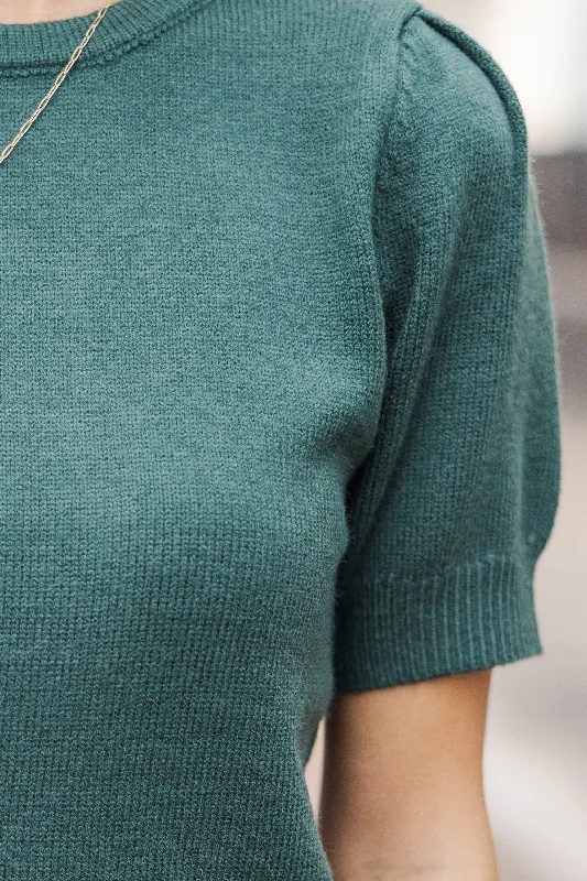 Crowd Pleaser Emerald Green Short Sleeve Sweater