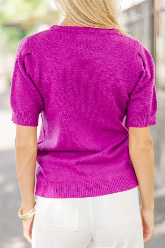 Crowd Pleaser Orchid Purple Short Sleeve Sweater