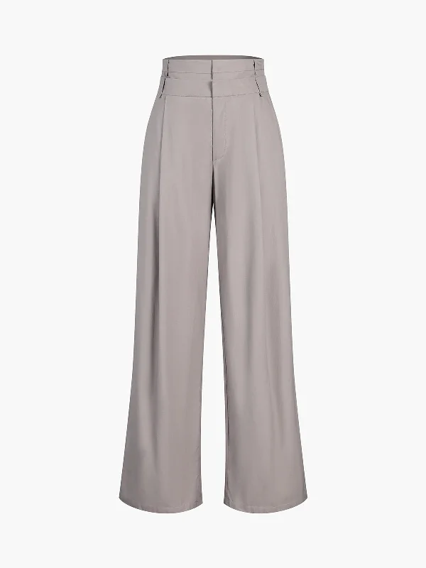 BerryBetty - Double Waistband Wide Leg Pants