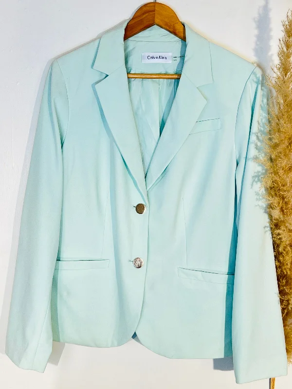 Elegant Buttoned Double Pocket Green Blazer