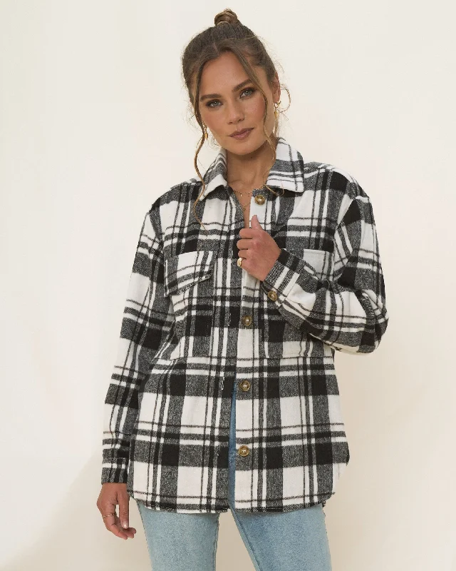 Flynn Black Check Wool Blend Shacket