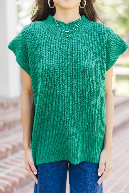 The Slouchy Green Short Sleeve Sweater