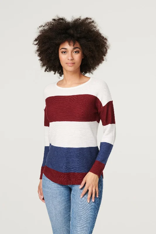 Striped Textured Knit Jumper