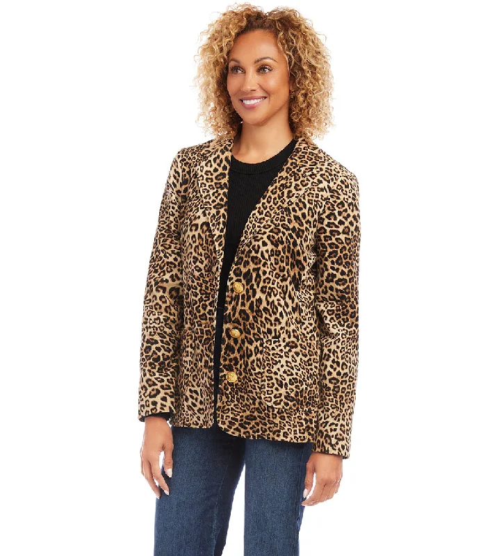 Petite Size Leopard Corduroy Jacket