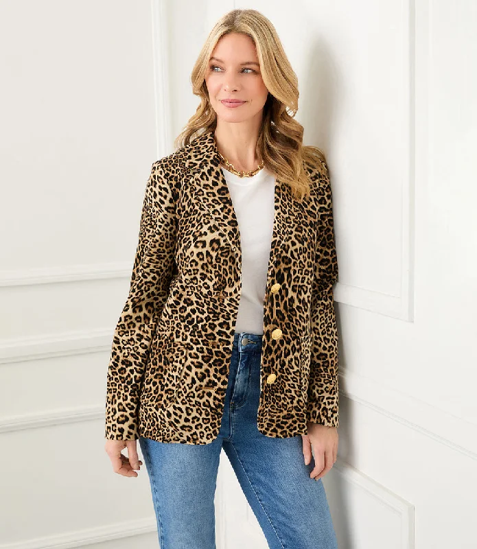 Petite Size Leopard Corduroy Jacket