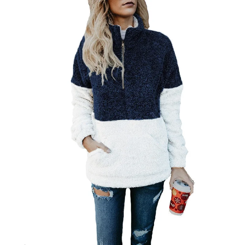 Popular Attractive Women's Zip Pocket Turtleneck Sweaters