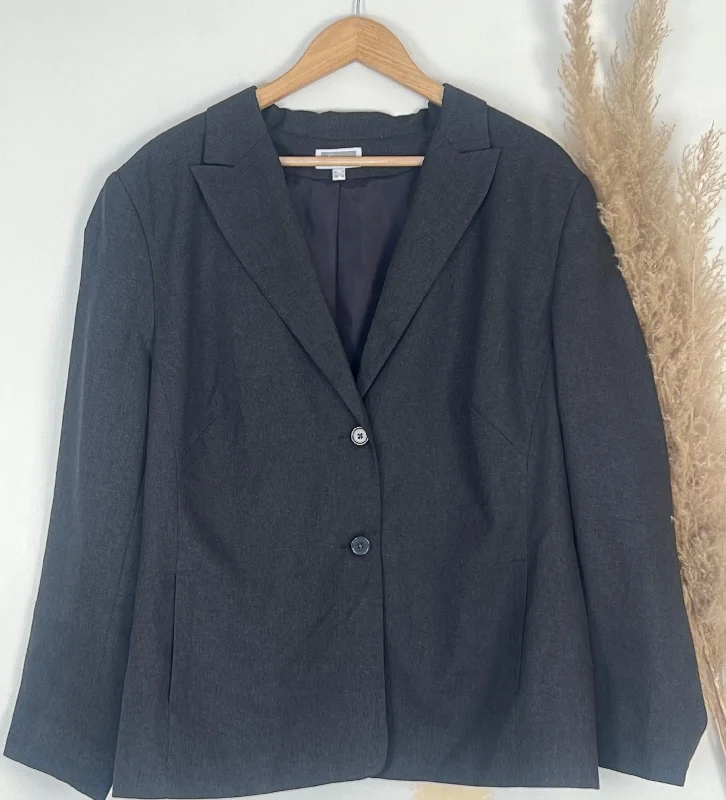 Regular Double Pocket Solid Charcoal Blazer