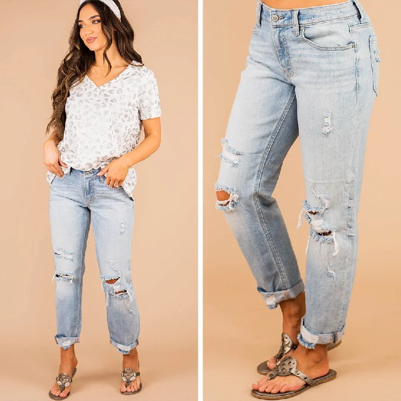 So Much To Love Light Wash Distressed Jeans