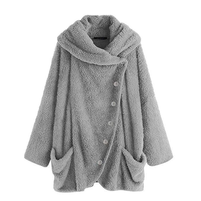 Women's Autumn Plush Large Lapel Batwing Sleeve Sweaters