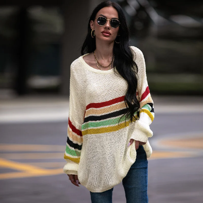 Women's Autumn Thin Stitching Color Pullover Large Sweaters