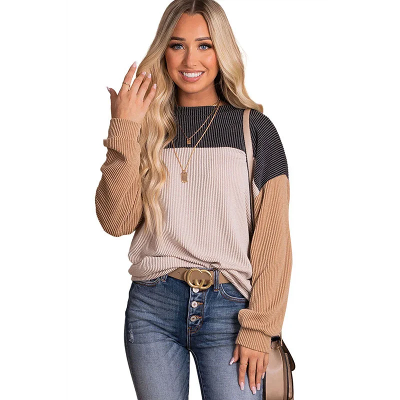 Women's Casual Color Matching Long-sleeved Autumn Loose Sweaters