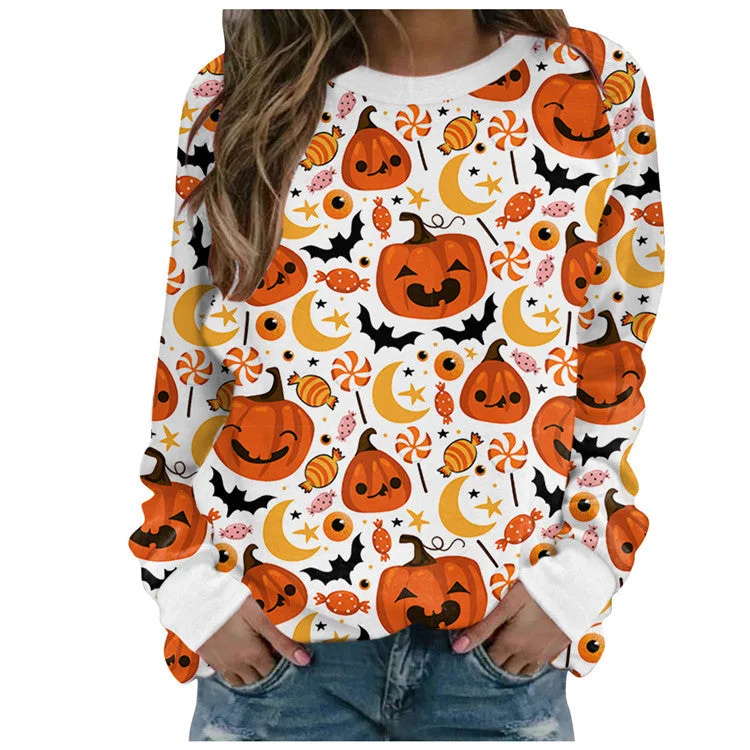 Women's Christmas Print Long Sleeve Loose Sweatshirt Sweaters