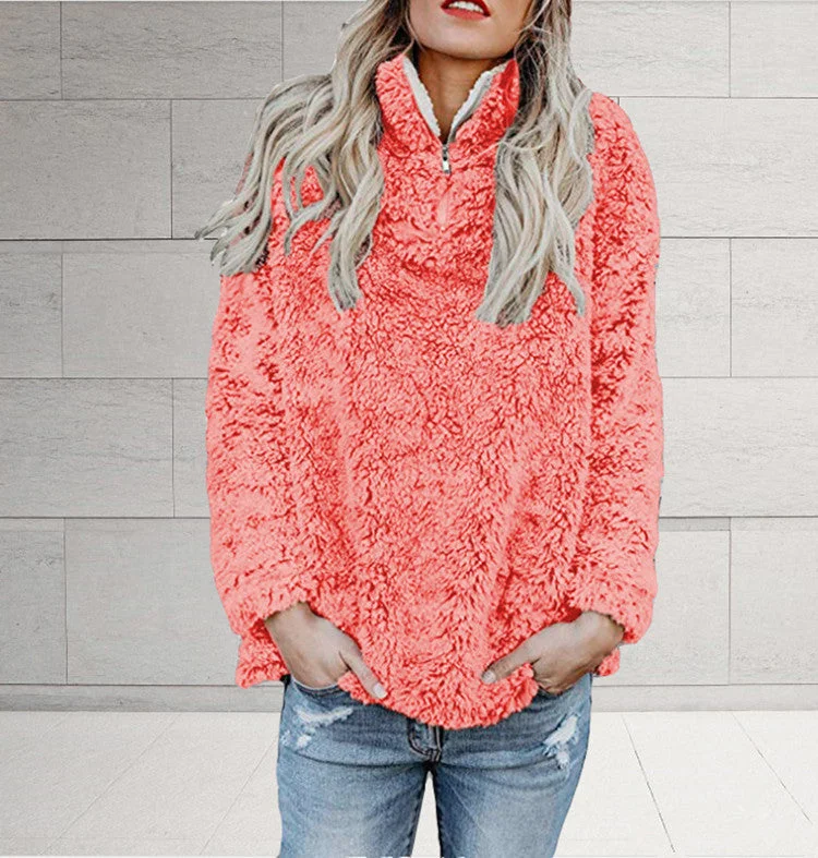 Women's Fashion High Collar Long Sleeve Zipper Sweaters