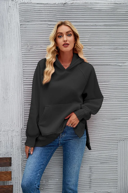 Women's Fashion Hooded Long Sleeve Side Slit Sweaters