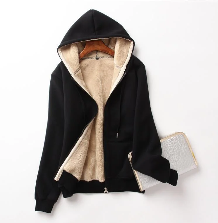 Women's Hooded Long Sleeve Solid Color Hoodie Coats