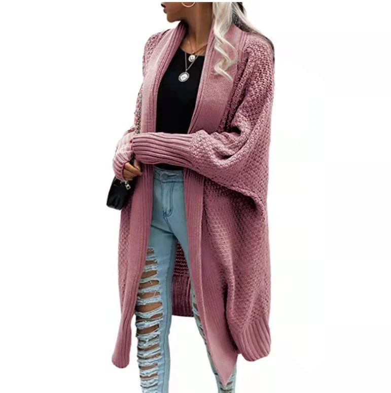 Women's Lapel Batwing Sleeve Knitted Long Coats