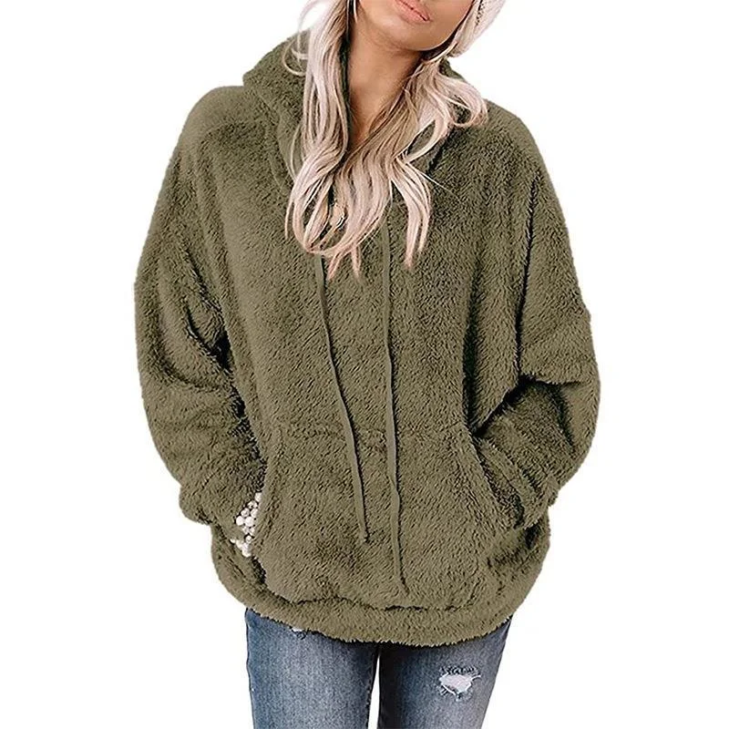 Women's Long Sleeve Hooded Solid Color Casual Loose Sweaters