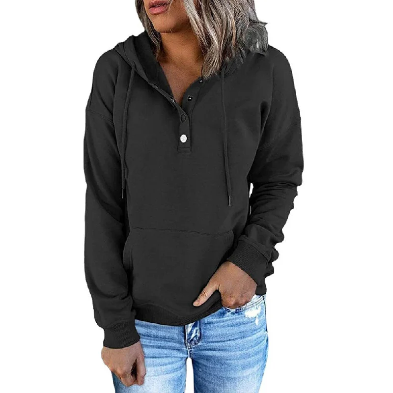 Women's Long Sleeve Loose Casual Hooded Drawstring Sweaters