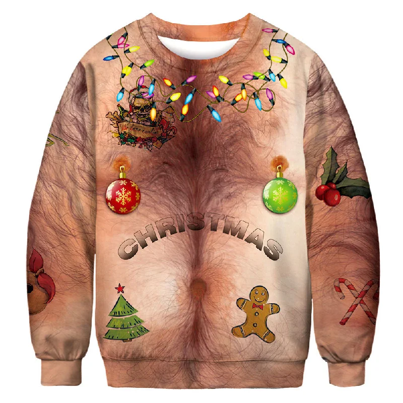 Women's & Men's Christmas Digital Printing Round Neck Autumn Long Sweaters