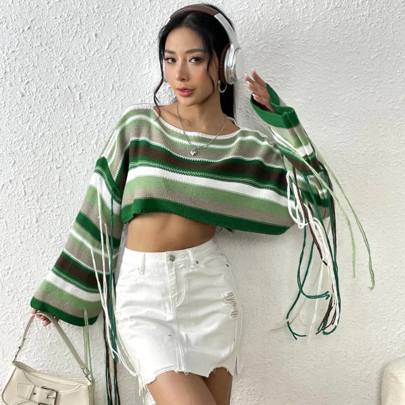 Green Striped Sweater / L