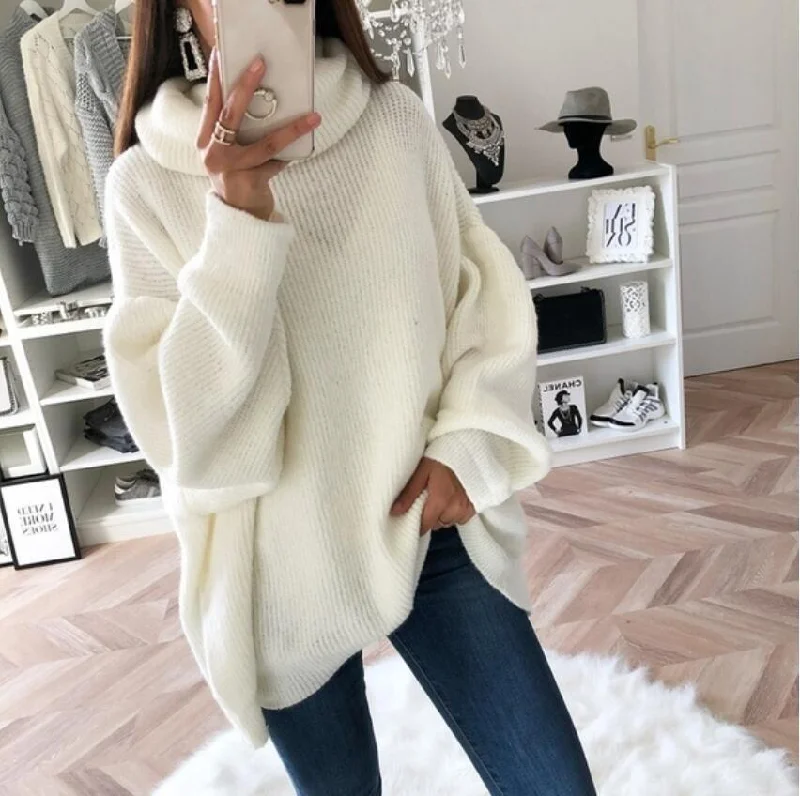 Women's Solid Color Turtleneck Collar Oversized Loose Sweaters