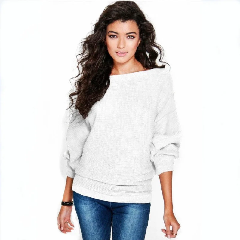 Women's Street Hipster Winter Fashion Loose Batwing Sleeve Knitted Sweater