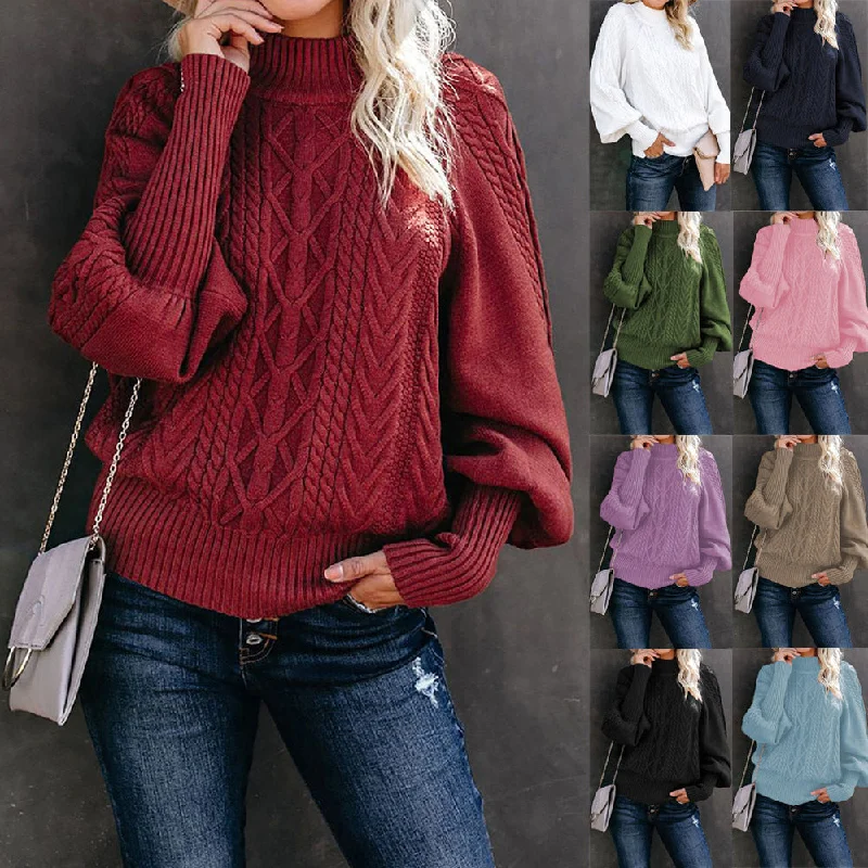 Women's Winter Loose Long-sleeved Knitted Solid Color Sweaters