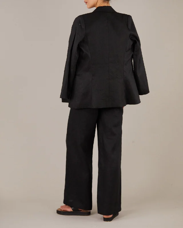 Azure Linen Blazer - Black