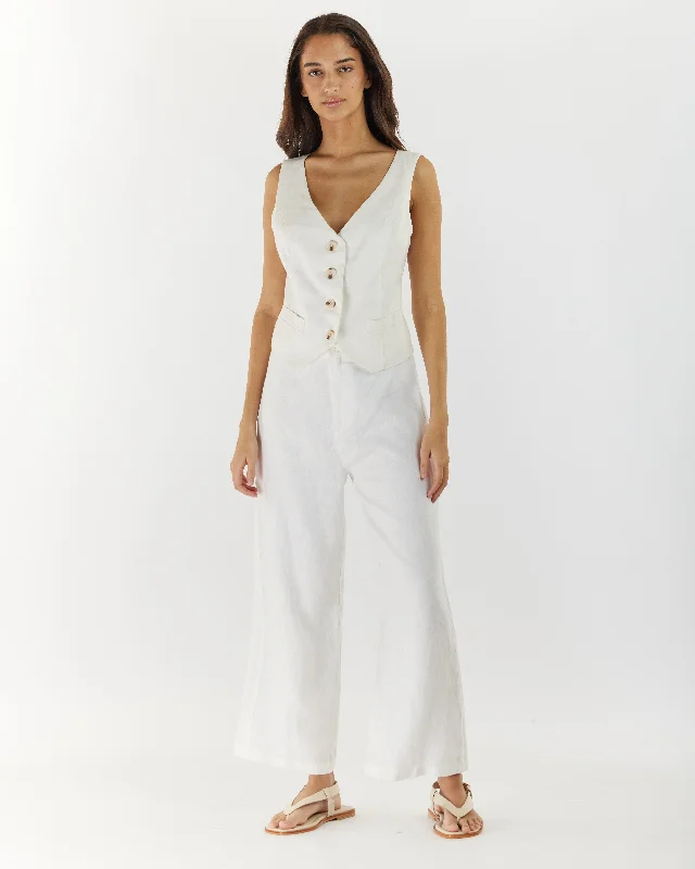 Celine Linen Vest - White