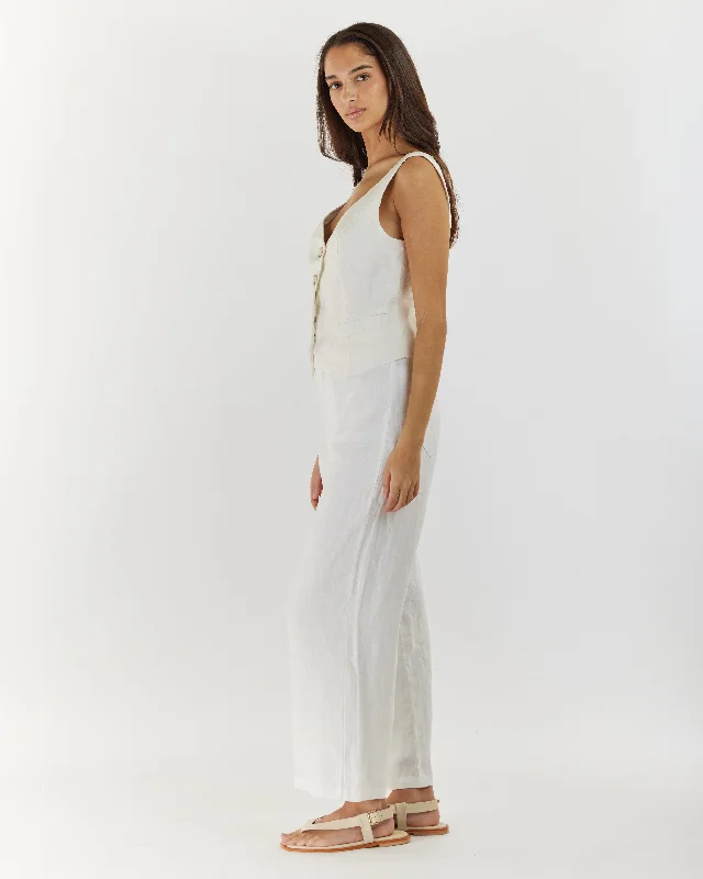 Celine Linen Vest - White