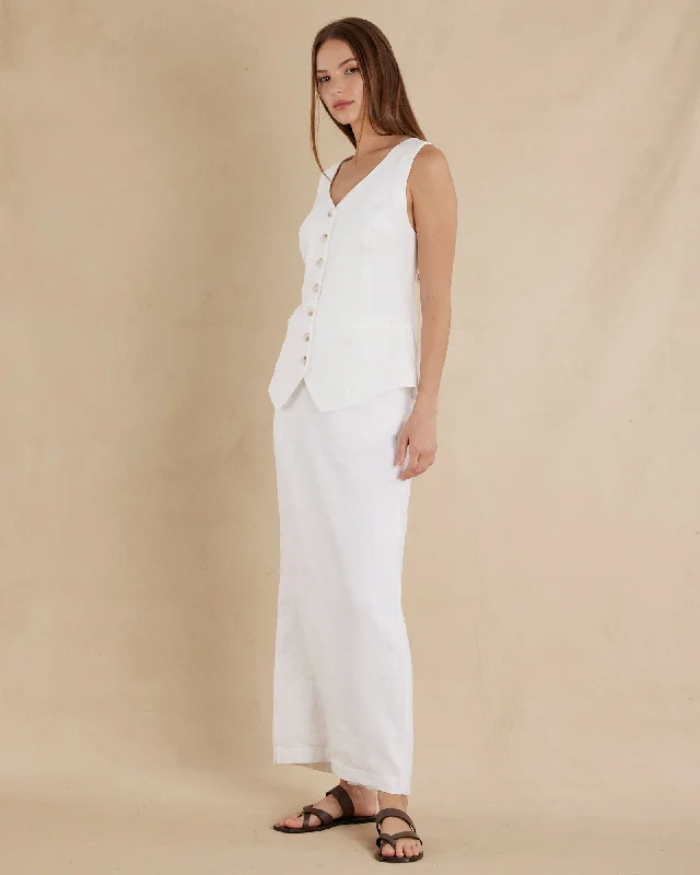 Ciel Linen Waistcoat - White