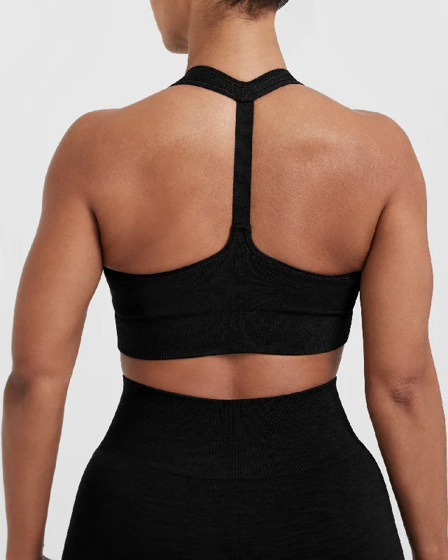 Classic Seamless 2.0 V-Neck Bralette | Black Marl