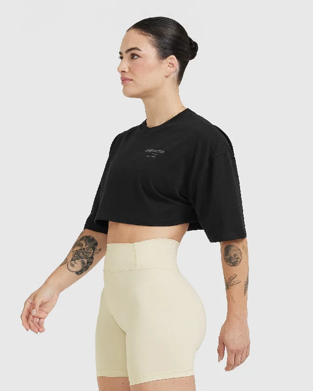 Classic Lifters Graphic Relaxed Crop Lightweight T-Shirt | Black