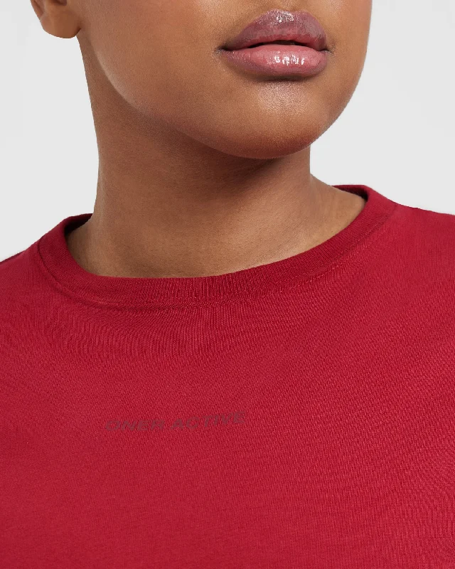 Classic Mirror Graphic Oversized T-Shirt | Washed Red Wine