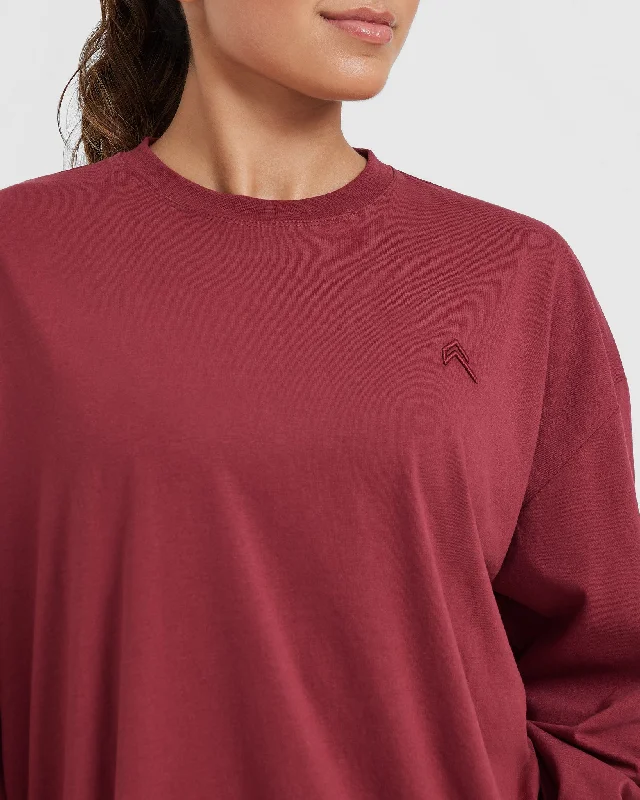 Classic Oversized Lightweight Long Sleeve Top | Burnt Cherry