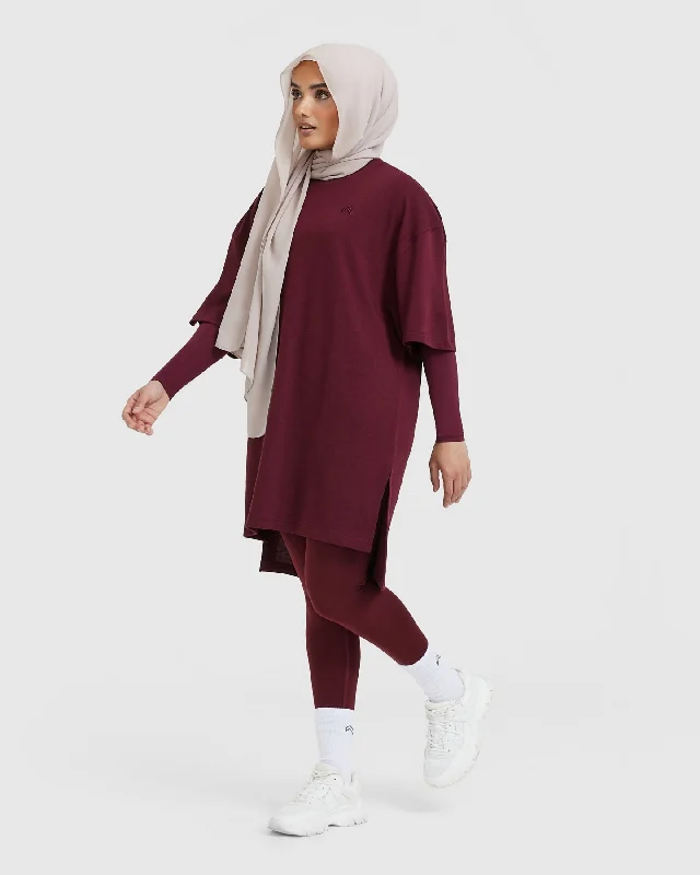 Classic Oversized Longline T-Shirt | Mulled Wine