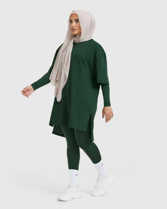 Classic Oversized Longline T-Shirt | Pine Green