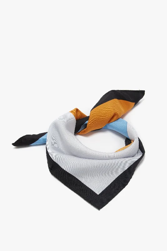 Colour Block Silk Scarf In Marina