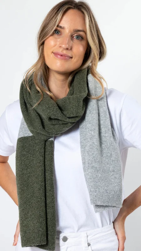 Colour Blocked Scarf Sage and Grey