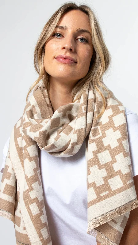 Cross Scarf Beige