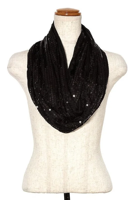 FMS014 Sequin Scarf Black