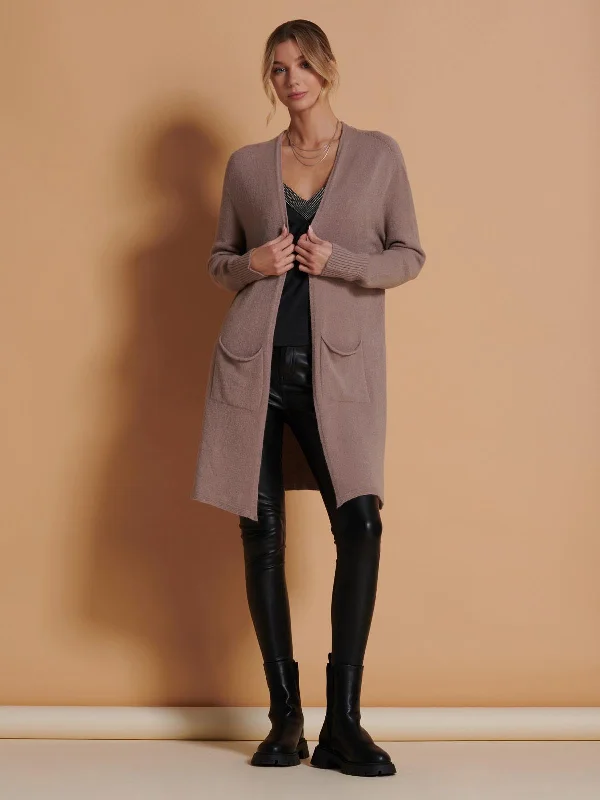 Longline Soft Knitted Cardigan, Mocha