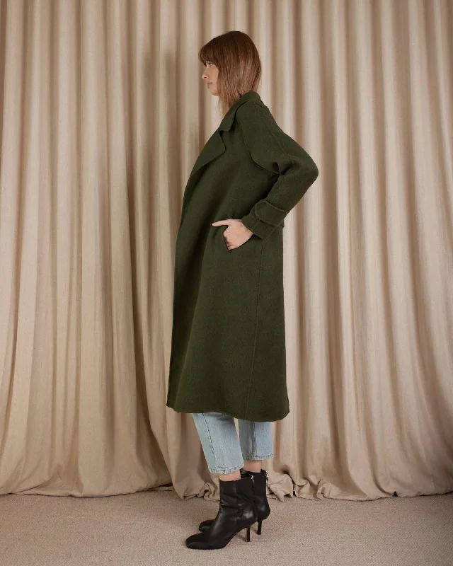 Saddler Double Faced Wool Coat - Khaki