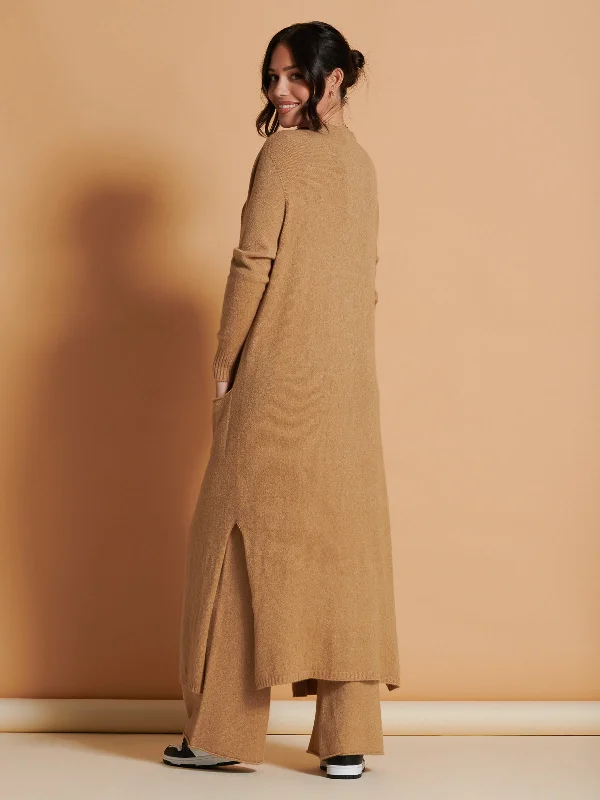 Made in Italy Soft Knit Longline Maxi Cardigan, Camel