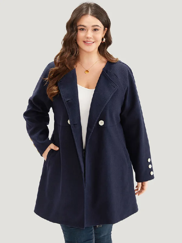 Solid Button Detail pocket Coat