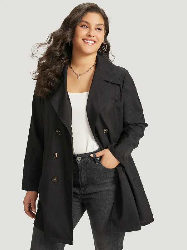 Halloween Solid Lapel Collar Double Breasted Pocket Coat