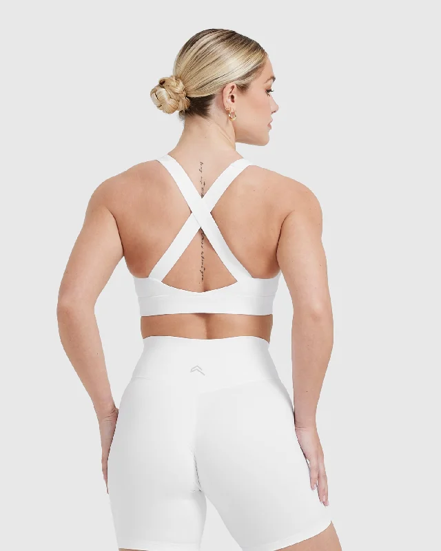 Timeless Wide Strap Sports Bra | White