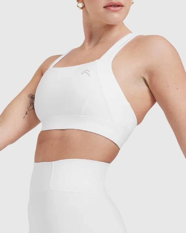 Timeless Wide Strap Sports Bra | White