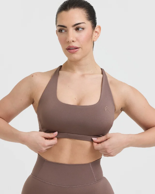 Timeless Square Neck Sports Bra | Cool Brown